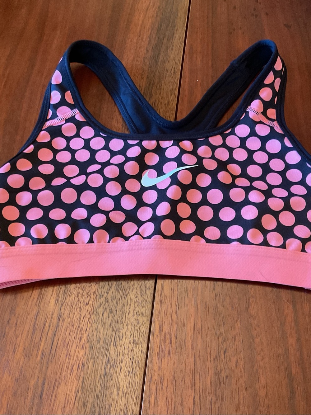 Nike Black & Pink Polka Dot Racerback Sports Bra